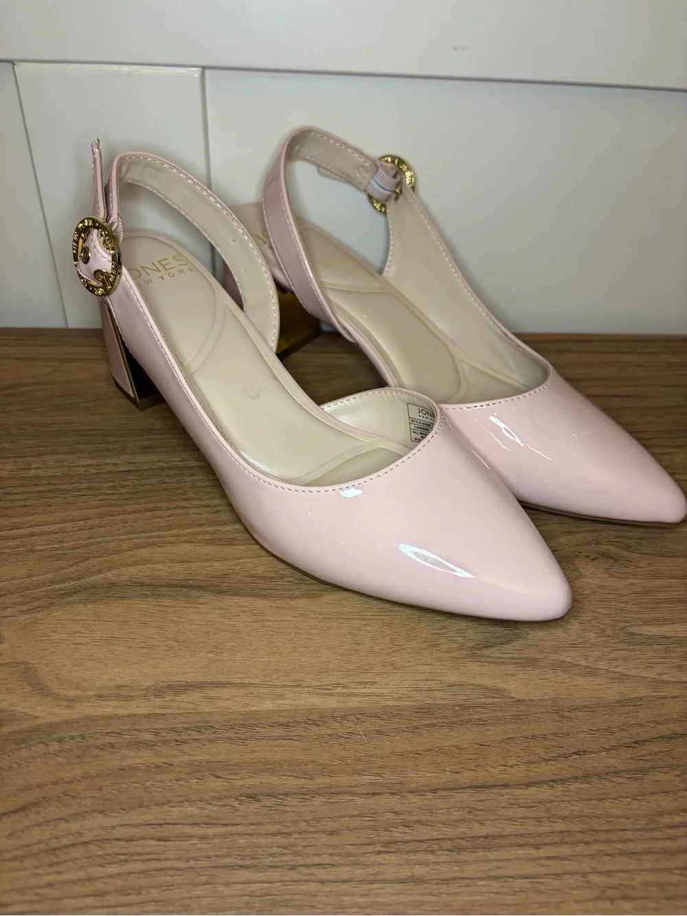 Jones New York Blush Patent Pointed-Toe Slingback Pumps